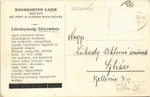 Zólyom, Zvolen; Baumgarten Lajos központi áruháza nagyban és kicsinyben, üzlet reklám / shop (Rb)