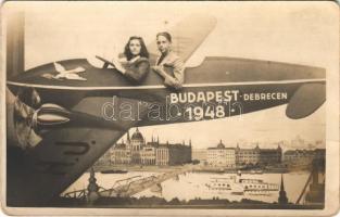 1948 Budapest-Debrecen, repülőgépes montázs. photo