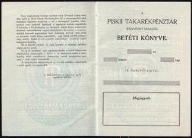 cca 1890-1900 Piskii Takarékpénztár Rt. szecessziós díszítésű, kitöltetlen betéti könyve, Posner Bp....
