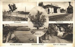 1935 Balatonakarattya, Teniszpálya, vasútállomás, Bercsényi strandfürdő, Rákóczi fa, lejáró a Balatonhoz (fl)
