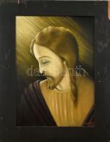 Kovács jelzéssel: Jézus. Olaj, falemez. Sérült fa keretben. 46x33,5 cm