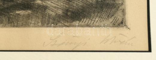 Szőnyi István (1894-1960): Holdvilág. Rézkarc, papír, jelzett, üvegezett keretben. 18x24 cm