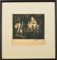 Vidai Brenner Nándor (1903-?): Szerencse fel!. Rézkarc, papír, jelzett, üvegezett keretben. 26x21 cm