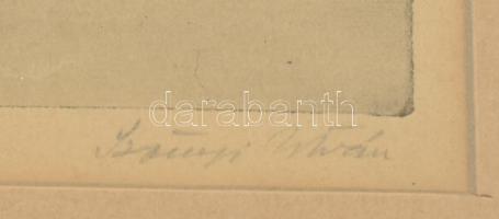 Szőnyi István (1894-1960): Havas utca. Rézkarc, papír, jelzett, üvegezett keretben. 21x20 cm