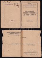 1949 Ideiglenes labdarúgójátékvezetői igazolvány Viglaszky György részére és egyéb labdarúgással kapcsolatos iratok, 3 db