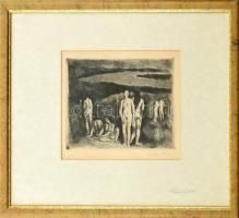 Szőnyi István (1894-1960): Aktok. Rézkarc, papír, jelzett, üvegezett keretben.15x21 cm