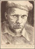 Váczi András (1967- ): Önarckép, rézkarc, papír, jelzett, 14,5×10,5 cm