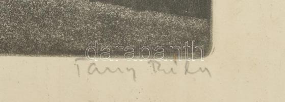 Tassy Béla (1942-): Békéscsaba, Békési úti szlovák házak. Rézkarc, papír, jelzett, üvegezett keretbe...