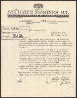 1936 Bp., Stühmer Frigyes Rt. fejléces levélpapírjára írt levél korabeli másolata