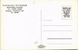 Budapest XII. Pozsony étterem és vendéglő, Szent István Porter sör, Kőbányai polgári sör, cukrászda ...