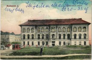 1912 Budapest I. Czakó utcai iskola, Községi elemi népiskola. Lánczos Mihály kiadása (a mai sportpálya helyén)