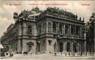 1912 Budapest VI. M. kir. operaház átépítés közben. Vandalizmus! Ybl világhírű remekművét átépítek! Dr. Dukavits István miniszteri titkárnak címzett lap