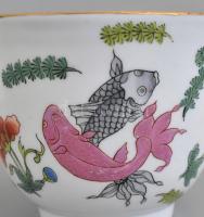 Herendi Poisson mintás porcelán csésze, kézzel festett, jelzett (mélynyomás), kis kopásnyomokkal, d:...