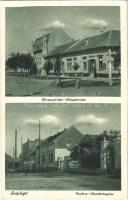 Szépliget, Schönau, Gajdobra; Fő utca, Vasút utca / Hauptstrasse / Eisenbahngasse / main street, street view (vágott / cut)