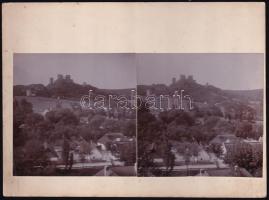 cca 1912 A bakonyi Csesznek község és a cseszneki vár kettős eredeti fotója, hátoldalon feliratozva, 13×17,5 cm