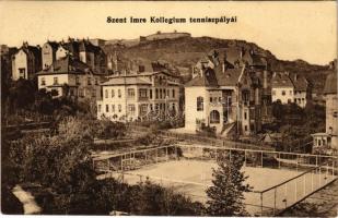 1918 Budapest XI. Budai Szent Imre Kollégium a Fehérvári úton (ma Bartók Béla út 17-19.), a kollégium teniszpályái, sport