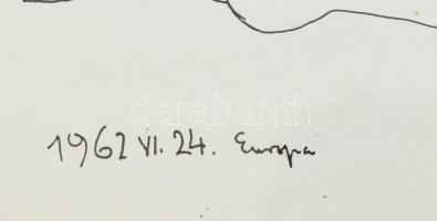 cca 1970 Vinkler László (1912-1980): Európa elrablása c. képéről készült nyomat, papír, üvegezett fa...