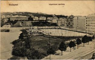 1924 Budapest XI. Lágymányosi sporttelep, teniszpályák. Taussig 1918/21 154. + Árumintavásár So. Stpl