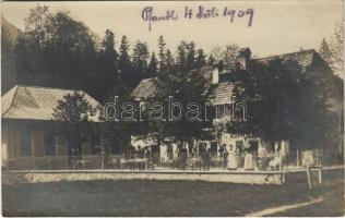 1909 Bad Ischl, Pfandl Pension / hotel and restaurant, terrace with waitresses. photo