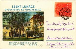 1938 Budapest II. Szent Lukács gyógyfürdő és gyógyszálló reklám. Klösz, Zsigmond utca 25-29. (ma Frankel Leó út)
