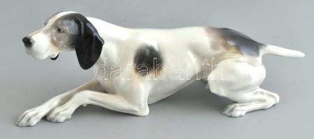 Német porcelán kutya figura. Kézzel festett, jelzett, hibátlan. 25 cm