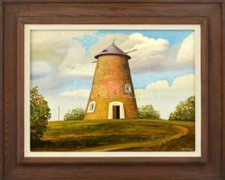 Zoltánfy István (1944-2008): Malom I., 1986. Olaj, farost, jelzett, fa keretben, 30×40 cm