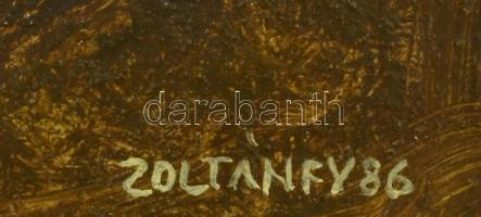 Zoltánfy István (1944-2008): Malom I., 1986. Olaj, farost, jelzett, fa keretben, 30×40 cm