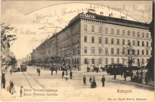 1905 Budapest VIII. Mária Terézia laktanya (volt Kilián laktanya, 1956-ban, Maléter Pál székhelye, itt alakult meg a forradalom), villamos a körúton és az Üllői úton is. Divald Károly 141. sz. (EK)