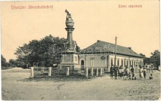 1911 Jánoshalma, Elemi népiskola, Szentháromság szobor. W.L. 1906. (EK)
