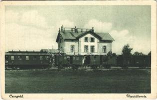 1928 Csongrád, vasútállomás, vonat. Bozó és Justin kiadása (EK)