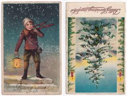 8 db RÉGI karácsonyi, húsvéti és újévi üdvözlő motívum képeslap / 8 pre-1945 Christmas, Easter and N...