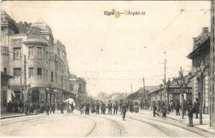 1915 Budapest IV. Újpest, Árpád út, villamossín, cukrászda, Turnay Pál üzlete