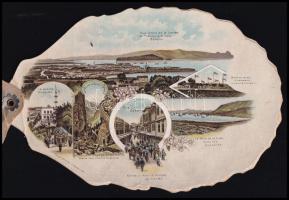 cca 1900 Souvenir de Créte / Krétai emlék, szecessziós, kagyló formájú, litho képes füzet, Rich. G. ...