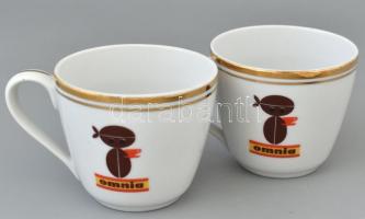 6 db Omnia kávé reklámos retro mokkás porcelán csésze aljjal. Matricás, jelzett, hibátlan