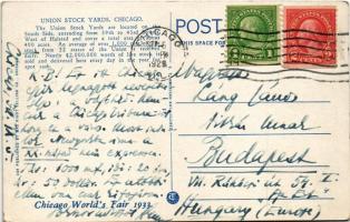 1929 Chicago, Union Stock Yards meatpacking district, hog butcher for the world. Chicago World'...