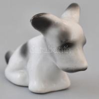 Hollóházi kutya figura. Kézzel festett, jelzett, hibátlan. 3,5 cm