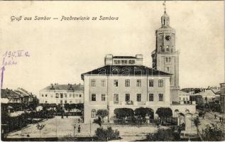 Sambir, Szambir, Sambor; main square, church (fl)