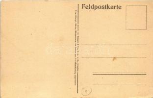 Im Westen, Minenwerfer-Stand nach feindlichem Minenfeuer / WWI German military mine thrower stand af...