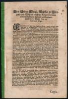 1742 Mária Terézia és a Francia királyság között kötött szerződést kihirdető rendelet és annak francia nylevű szövege 12 + 11 p.