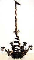 Dekoratív antik kovácsoltvas 6 ágú csillár, függesztett magassága 1 méter