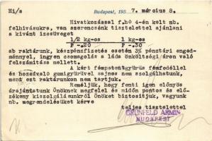 1937 Budapest X. Kőbánya, Grünfeld Ármin üveg, porcelán, lámpaáru gyára. Mázsa utca 19. reklám / Hun...