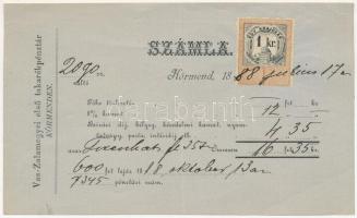 Körmend 1888. Vas-Zalamegyei első takarékpénztár Körmenden kitöltött számla okmánybélyeggel T:III