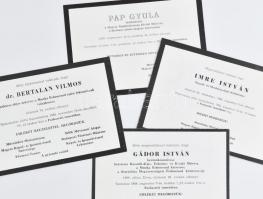 Művészek halotti értesítője, 18 db (Bálint Endre, Reich Károly, stb.)