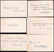 cca 1966 Neves művészek újévi üdvözlőkártyái (Kmetty, Bortnyik, Mihályfi Ernőné, stb.), 6 db