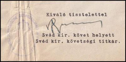 1944 A budapesti Svéd Kir. Követség védőútlevele (SchutzPass) Major Ernő részére, 1944. szept. 28., ...