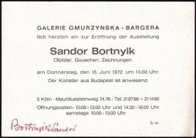 Bortnyik Sándor (1893-1976) festő aláírása kiállítási meghívón