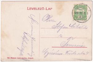 1912 Kisjenő, Chisineu-Cris; vasúti indóház, vasútállomás, vonat. Messzer Lipót kiadása / railway st...