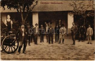 1910 Gádoros, községháza, lovashintó, urak. Békés Jenő felvétele