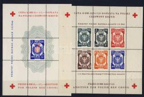 Lengyel vöröskereszt Dachau segélybélyegzéssel kisív + blokk