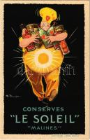 Conserves Le Soleil Malines. Arcitaire, Liege, Paris / Francia konzerváru reklám / French canned food advertisement, litho s: H. Fournier